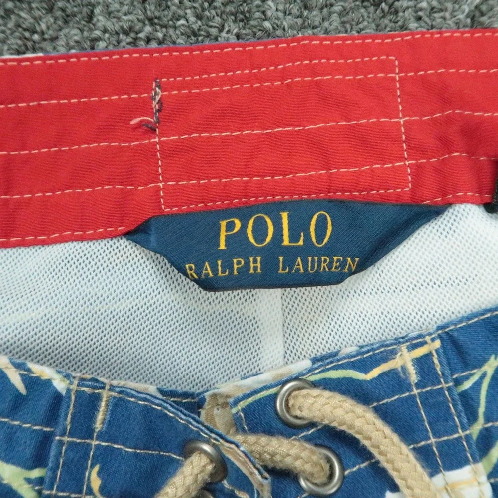 Polo Ralph Lauren Swim Trunks Mens 40 Blue Swimwear Sailing Ships Lined Shorts